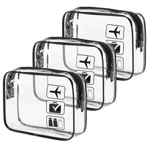 TSA Approved Toiletry Bag, 3 Pcs Clear Toiletries Bags Quart Size Travel Makeup